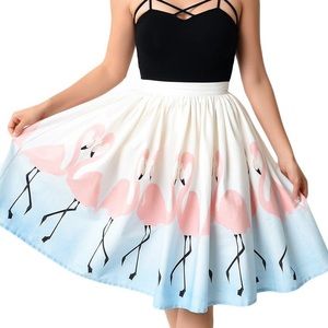 Unique Vintage Flamingo Full Skirt